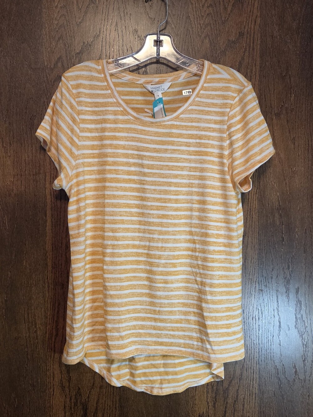 Market & Spruce Juuna Hi Lo Knit Striped Top- Orange and White Top